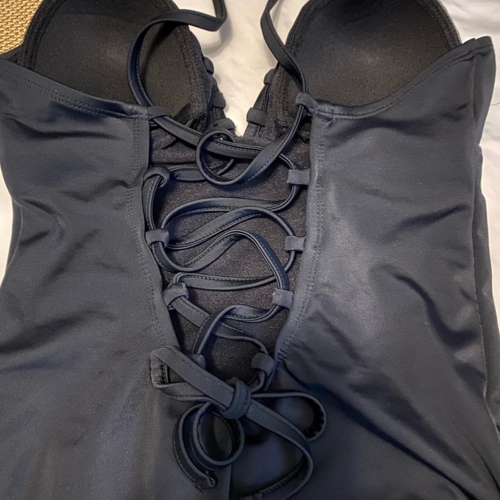 Time and Tru Pretty Black One Piece Swimsuit Small - Picture 6 of 9